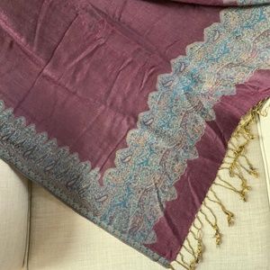PASHMINA Blend Reversible Mauve Eggplant Purple Scarf